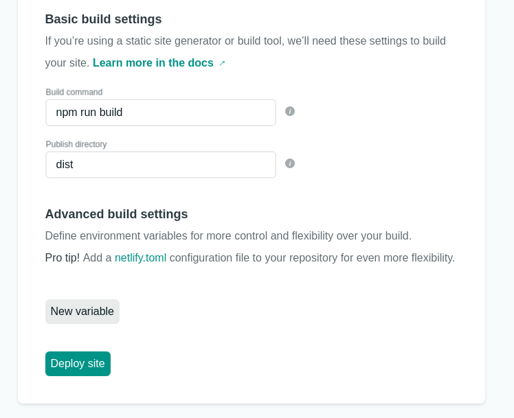 Build settings